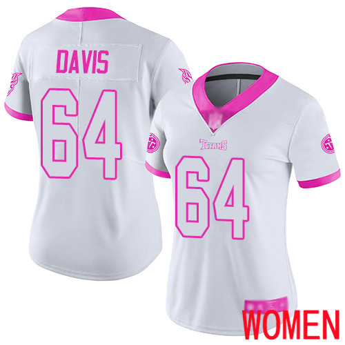 Tennessee Titans Limited White Pink Women Nate Davis Jersey NFL Football #64 Rush Fashion->tennessee titans->NFL Jersey